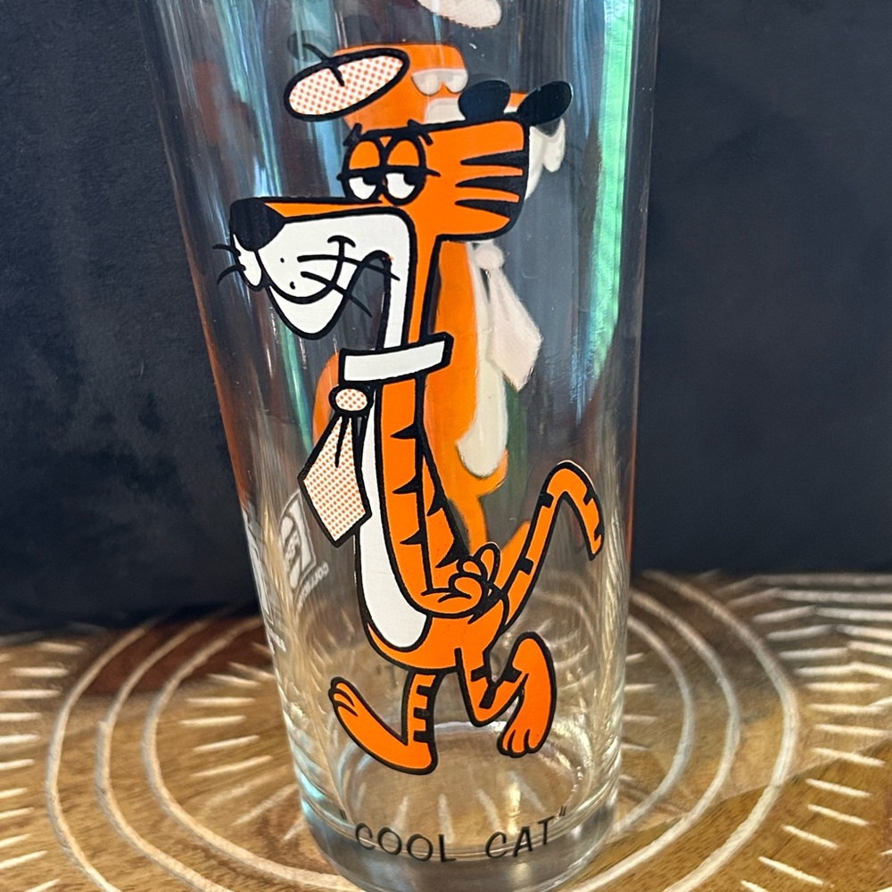 Cool Cat Cartoon Glass vintage Pepsi
